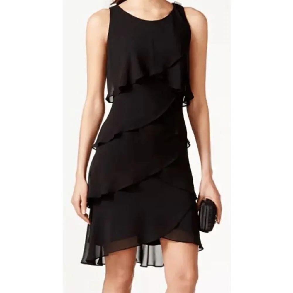 SL Fashions NWT size 8 black party tiered mini dress